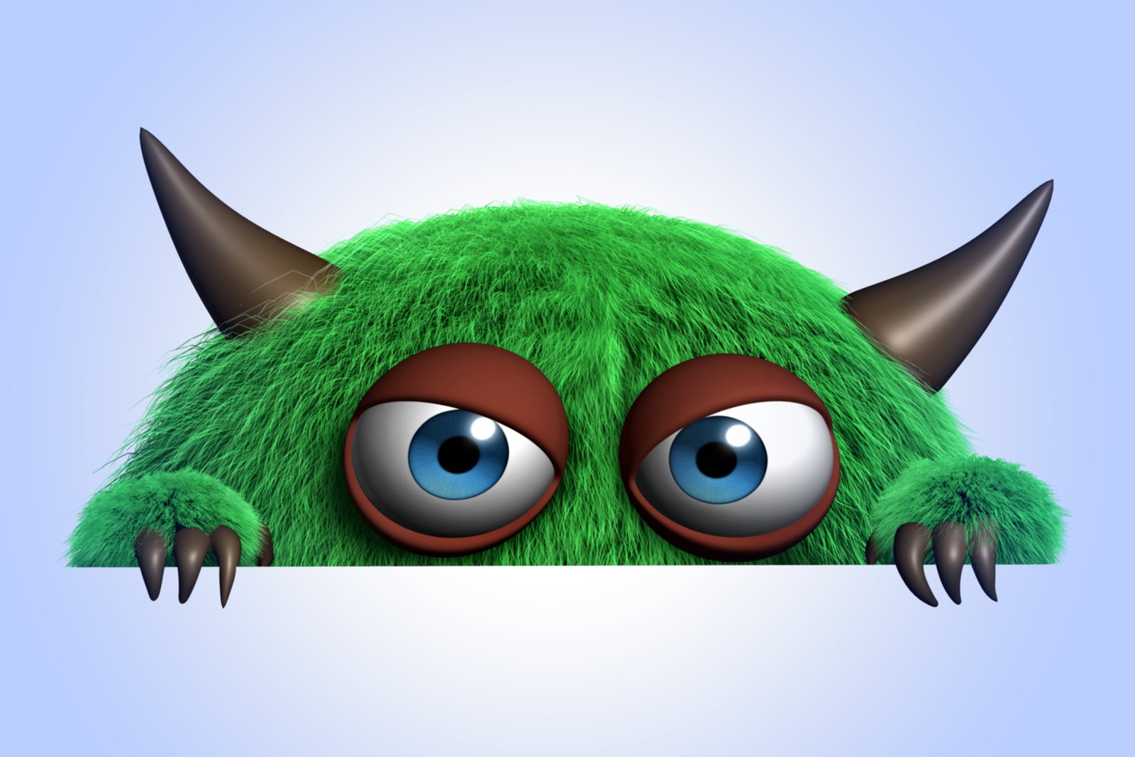green monster illustration cartoon character funny cute 2k 4k