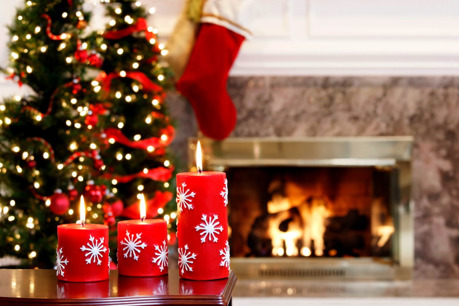 Happy New Year candles Merry Christmas Holiday fireplace 2k
