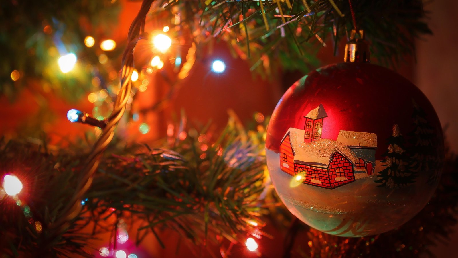 winter new years holiday christmas celebration tree illuminated 2k