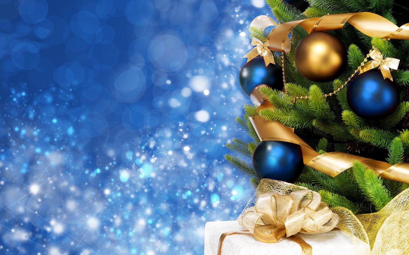 blue and gold baubles background holiday widescreen balls 2k