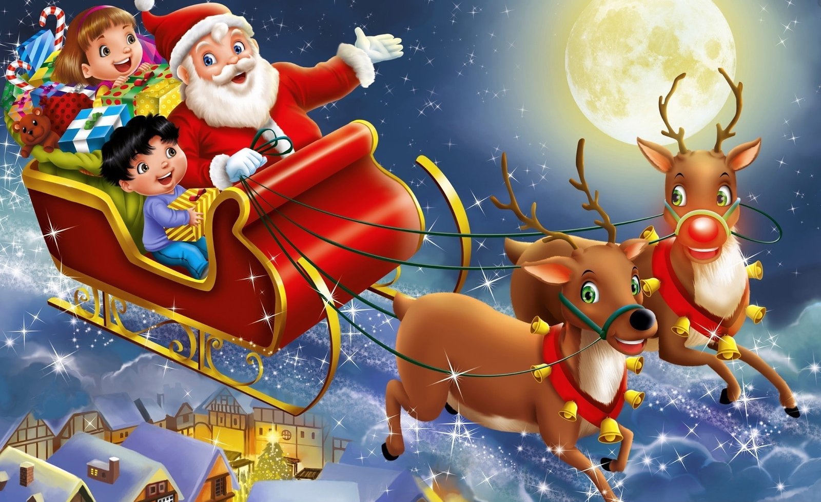Christmas Santa Claus Holidays Night Children Reindeer kids
