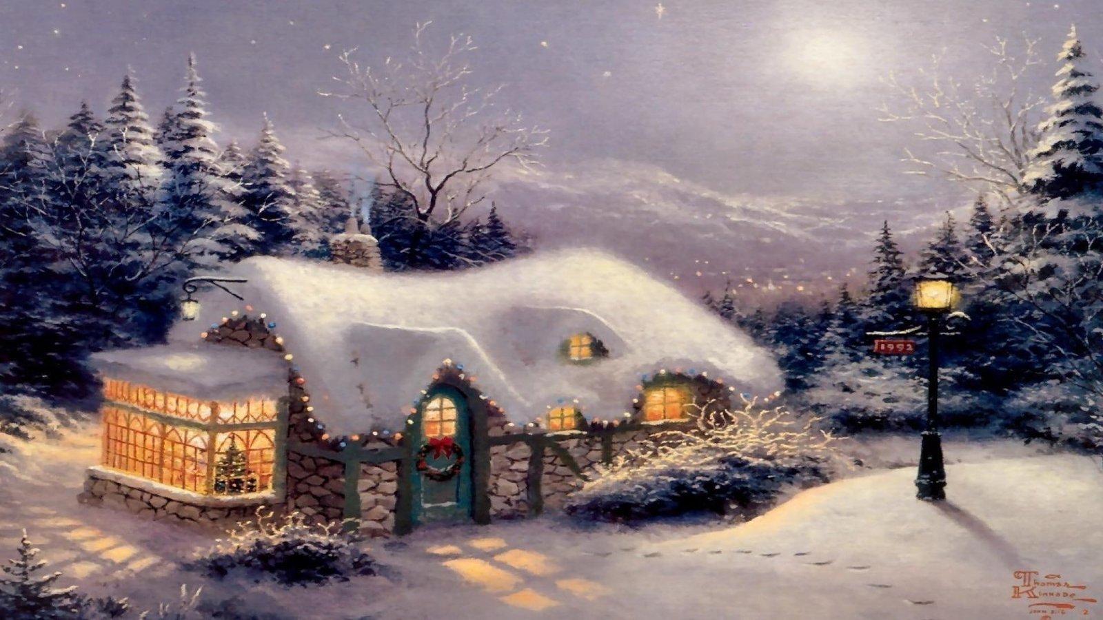 winter snow snowy house home christmas xmas lights