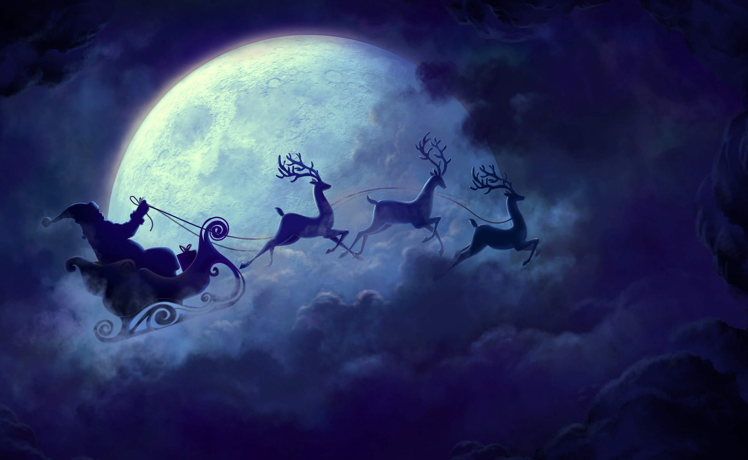 Santa In His Sleigh Clause riding in sleigh wallpaper 2k