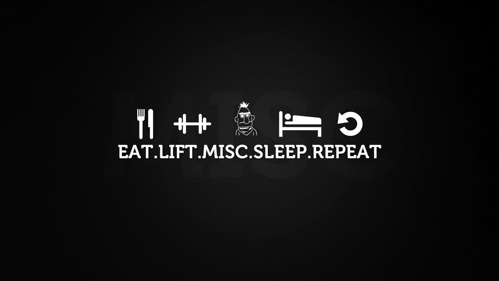 black background with text overlay texture eating sleeping