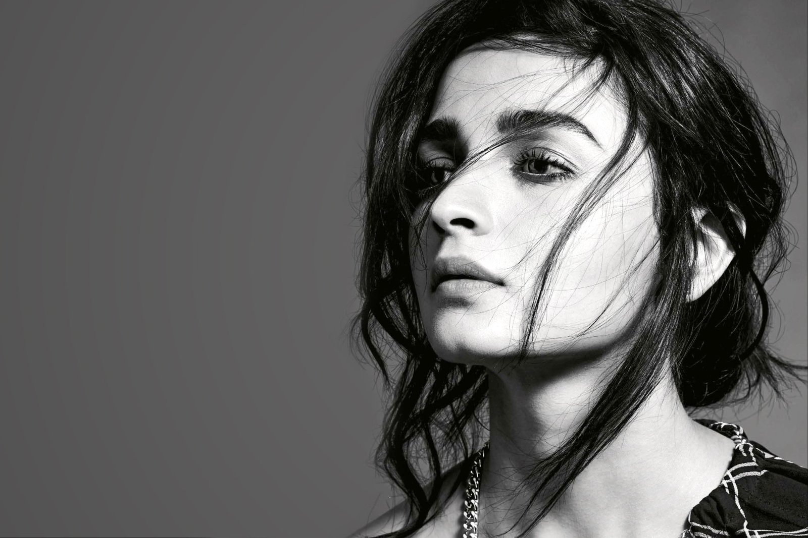 Actresses Alia Bhatt Black and White British Face