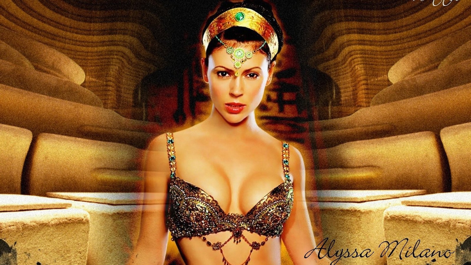 Actresses Alyssa Milano fashion indoors women portrait