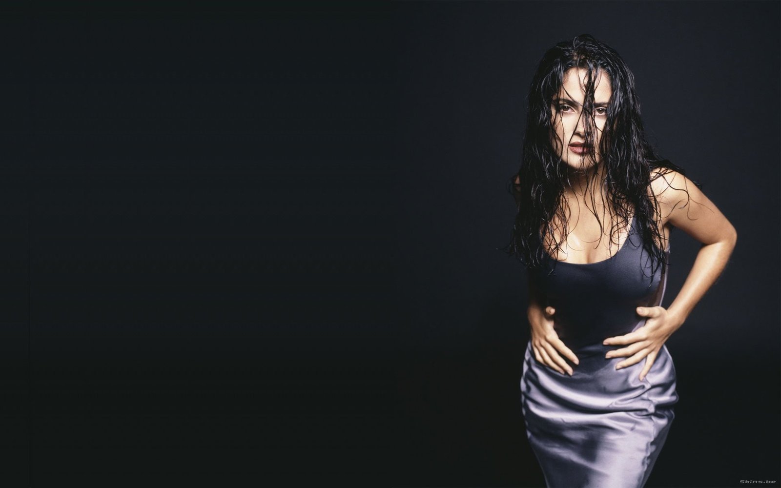 Actresses Salma Hayek one person adult long hair copy space