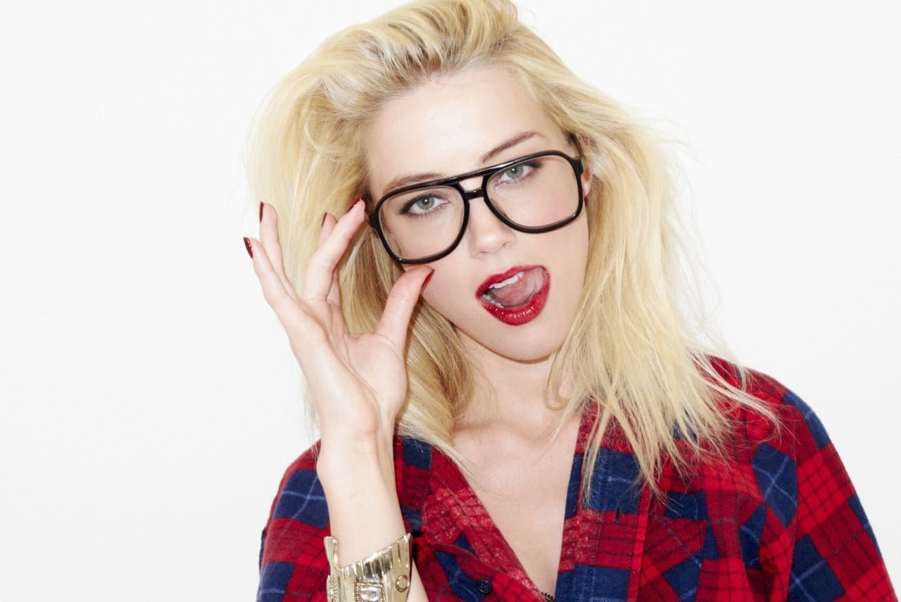 Amber Heard blonde glasses women brunette Terry Richardson