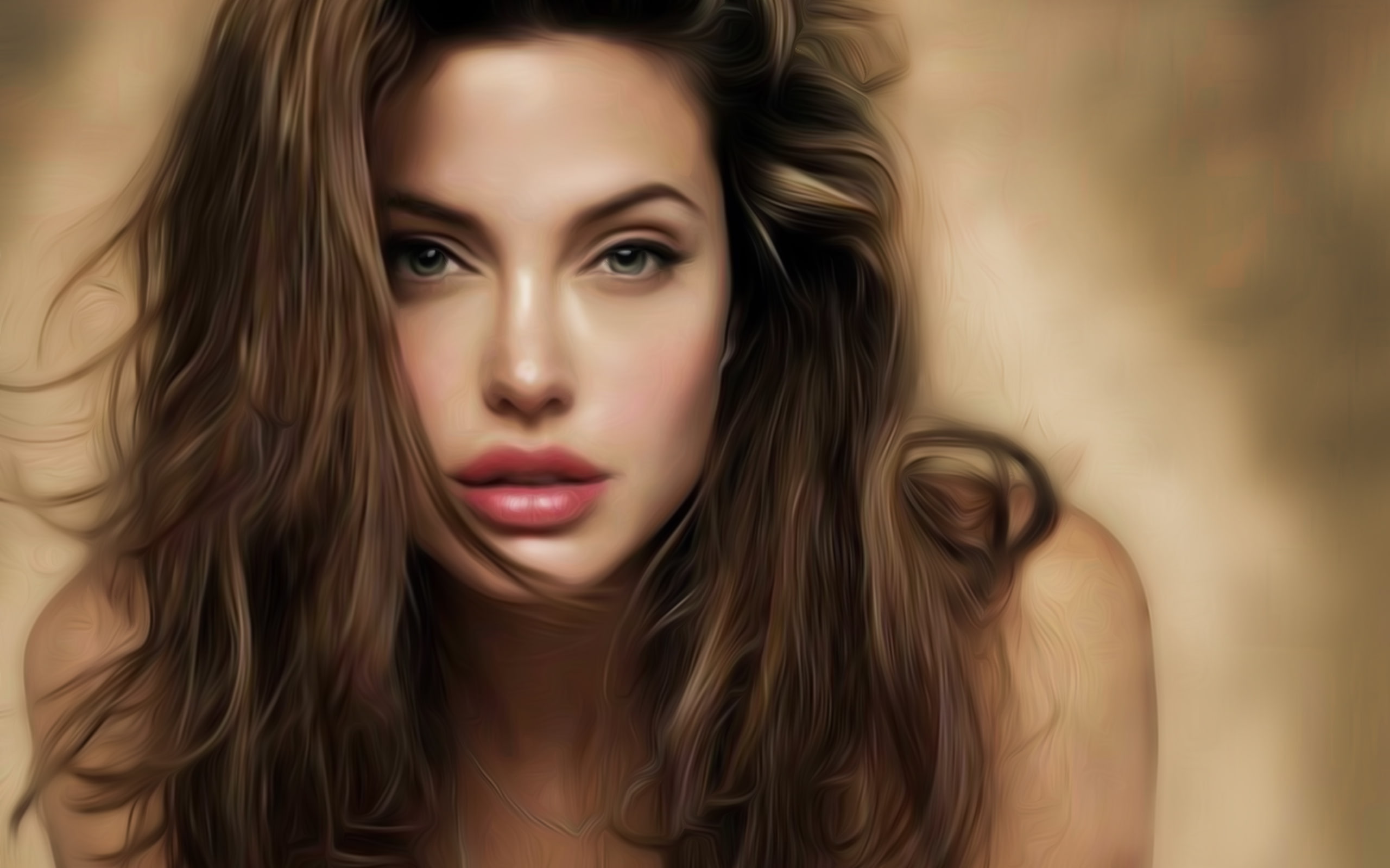 Angelina Jolie women actress celebrity portrait artwork 2k