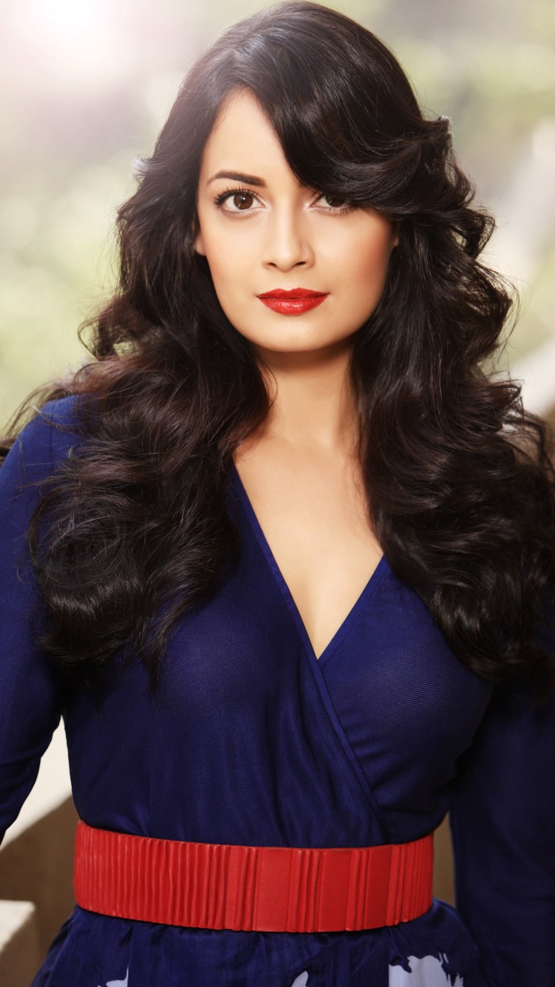 Cute Diya Mirza women's blue long sleeved dress Female Celebrities