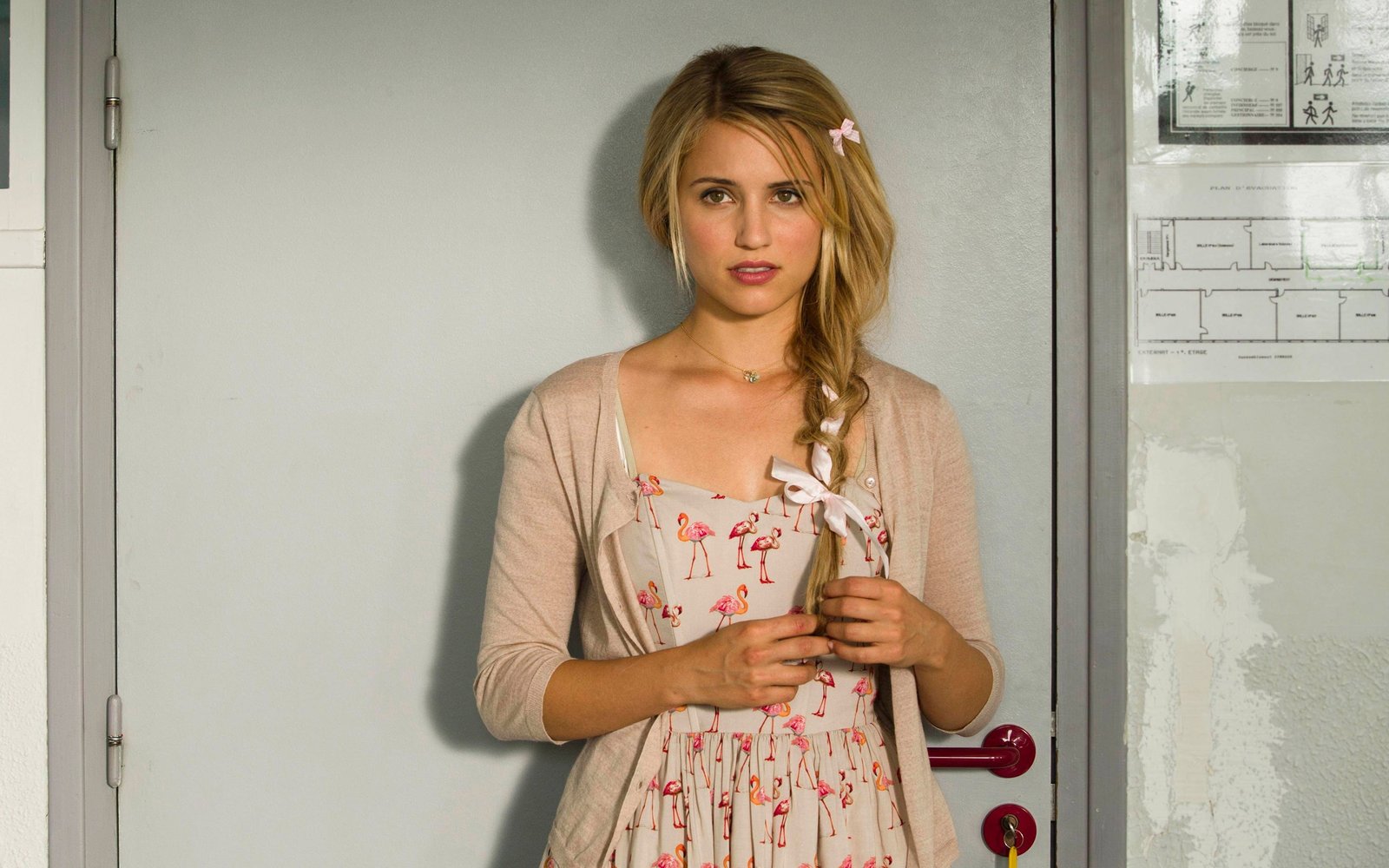 Dianna Agron women braids actress blonde dress looking at viewer 2k