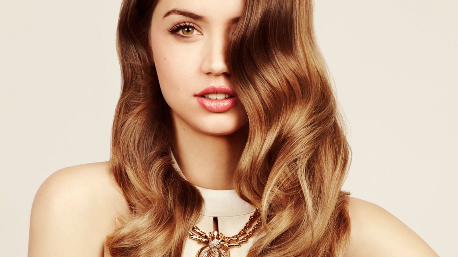 hair in face women looking at viewer brown eyes Ana de Armas