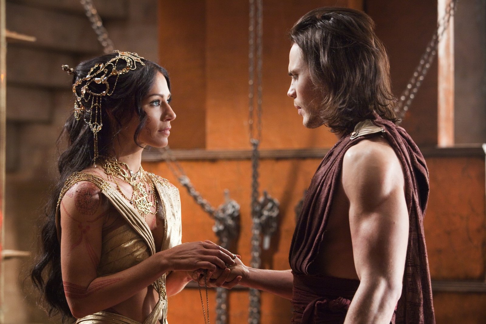 movies John Carter movie scenes actress muscular two people 2k