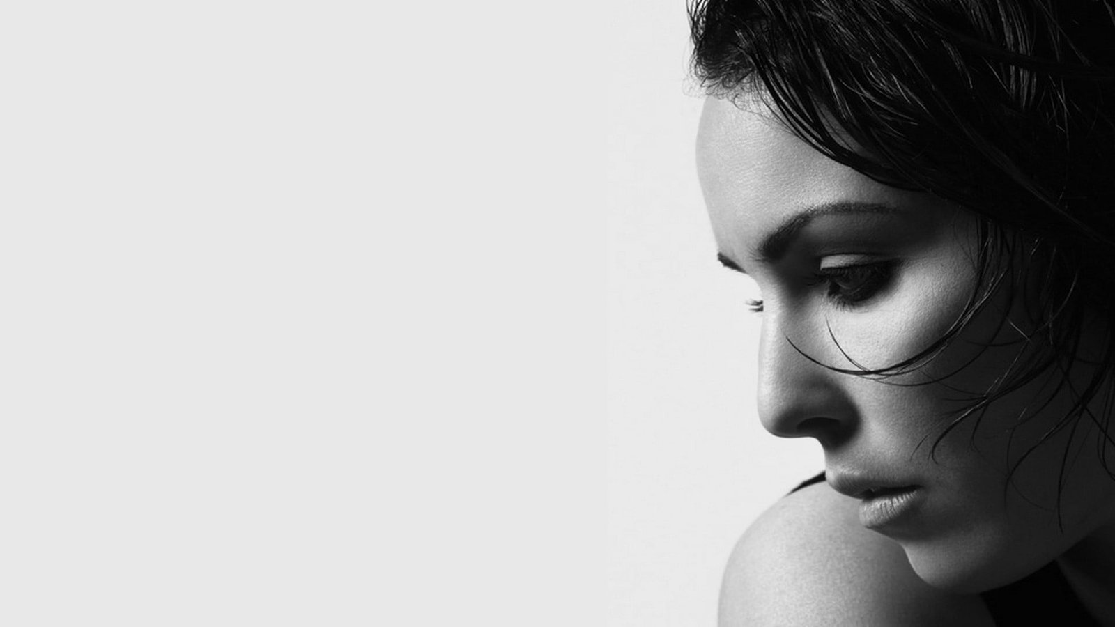 Noomi Rapace portrait women profile white background actress