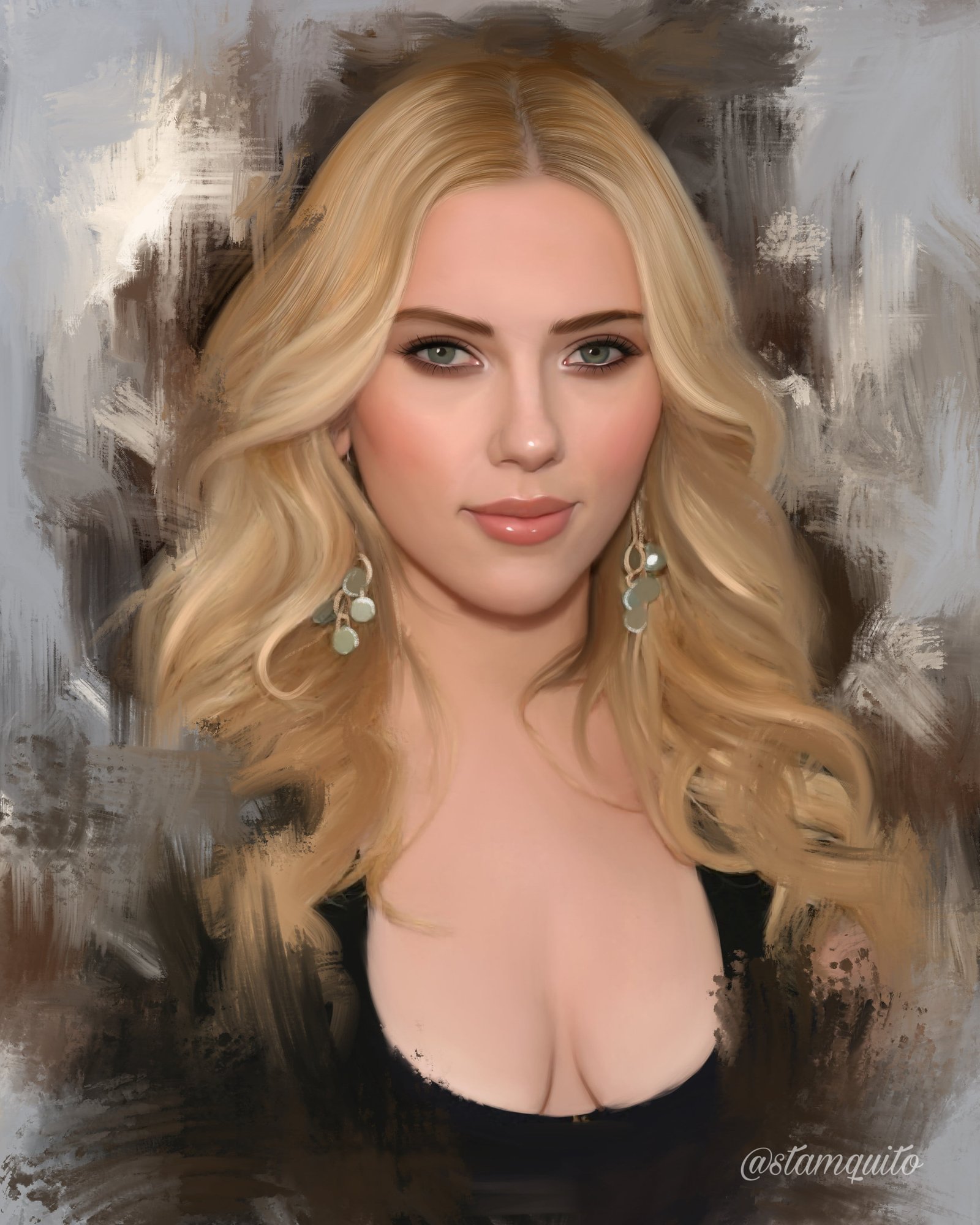 Stam Quito ArtStation Scarlett Johansson Smile women portrait display 2k