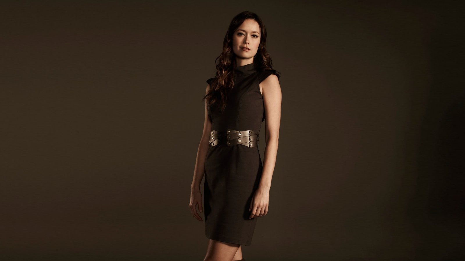 Summer Glau brunette women actress brown dress portrait