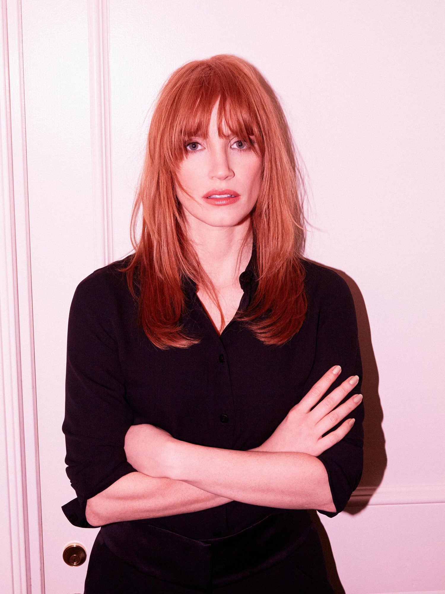 women actress Jessica Chastain portrait redhead looking at camera