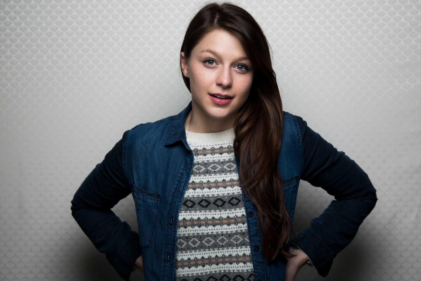 women's blue button up jacket melissa benoist actress brunette 2k