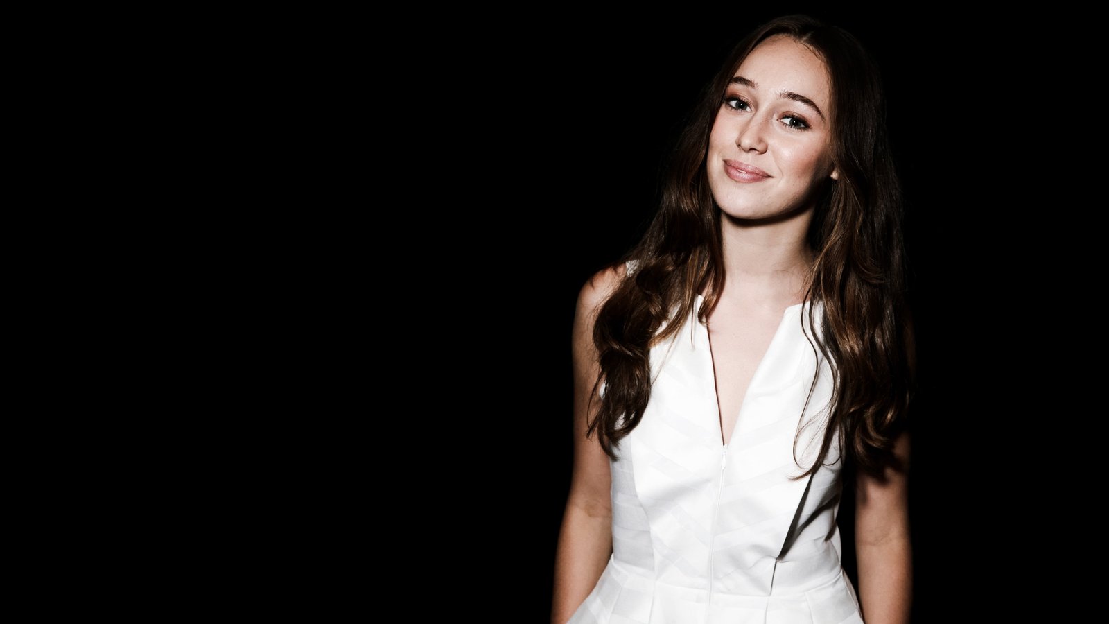 women's white deep V neck sleeveless dress Alycia Debnam Carey 2k 4k 5k