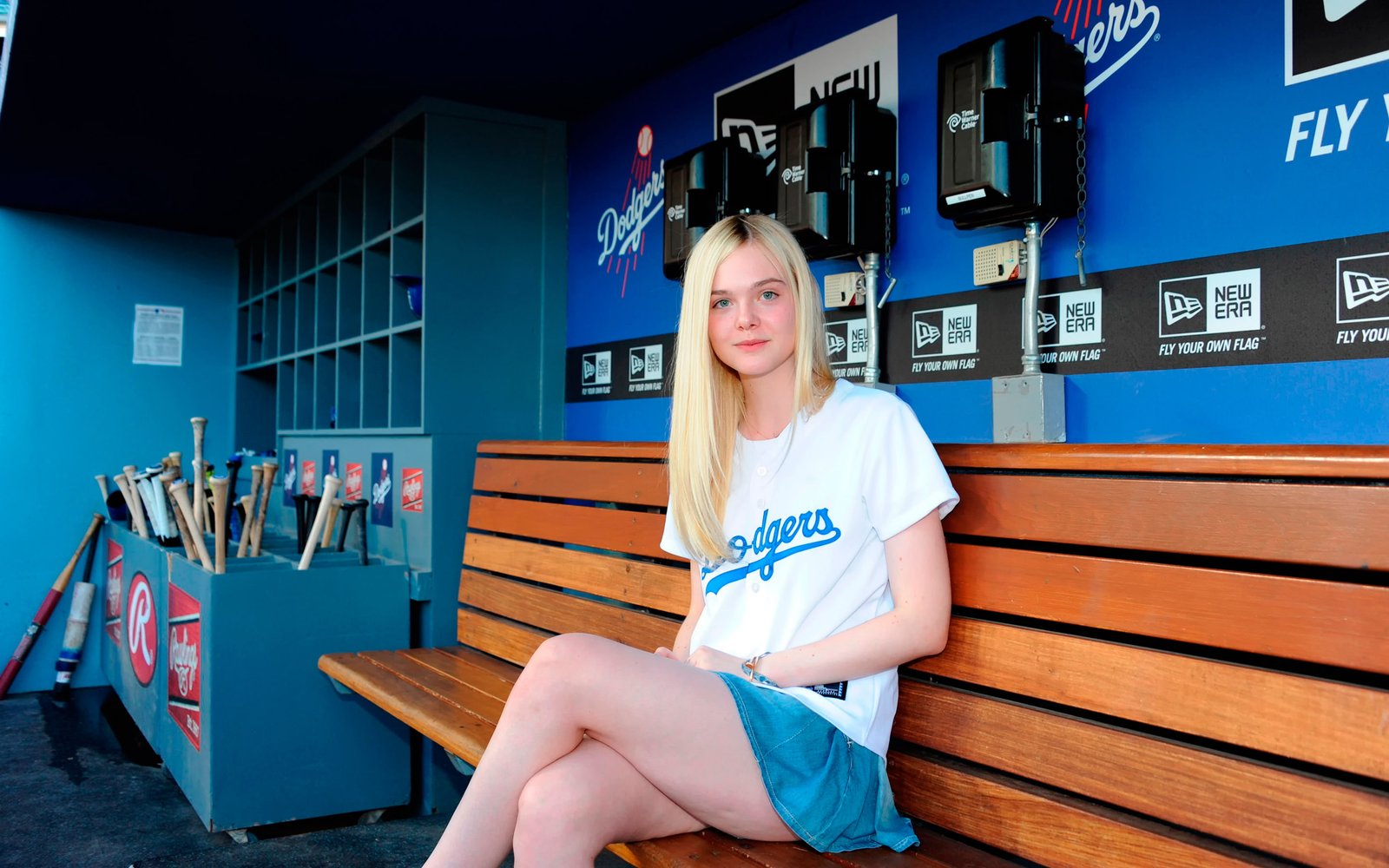 women's white Los Angeles Dodgers crew neck t shirt actress 2k