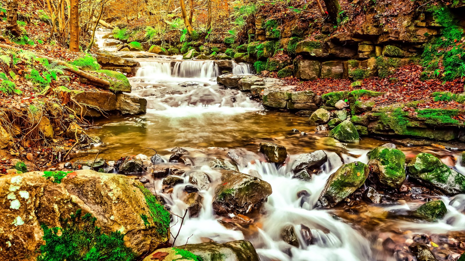 nature view waterfall flowing water long exposure motion 2k 4k 5k 8k