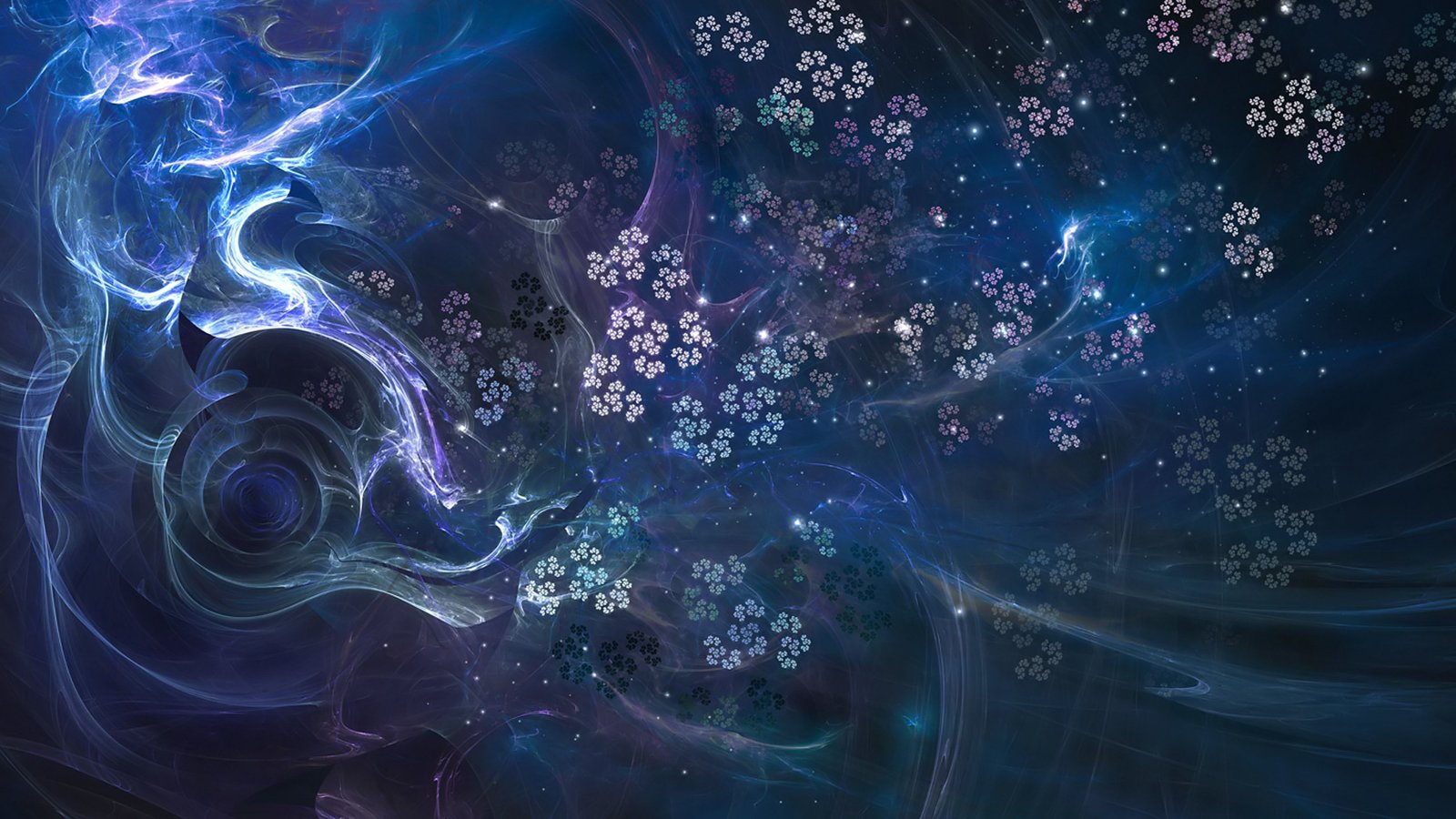 Unsigned Fractal Snow Flakes Fall c suitable for desktop background on a monitor