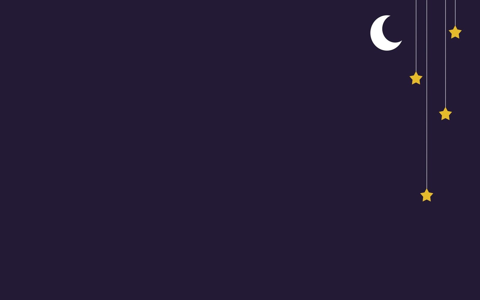 crescent moon and stars on black background wallpaper digital art 2k