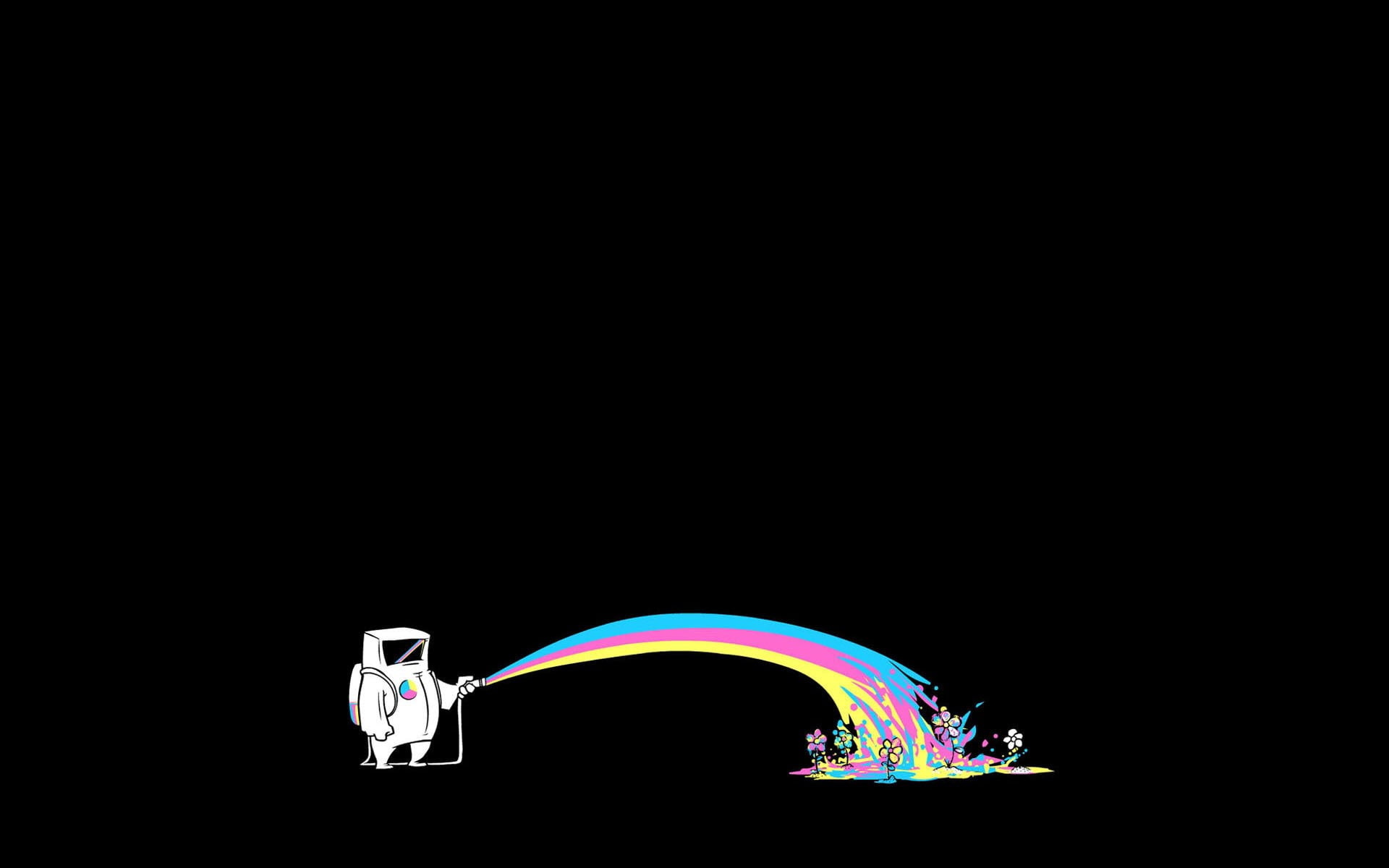astronaut pouring rainbow paint illustration minimalism black 2k