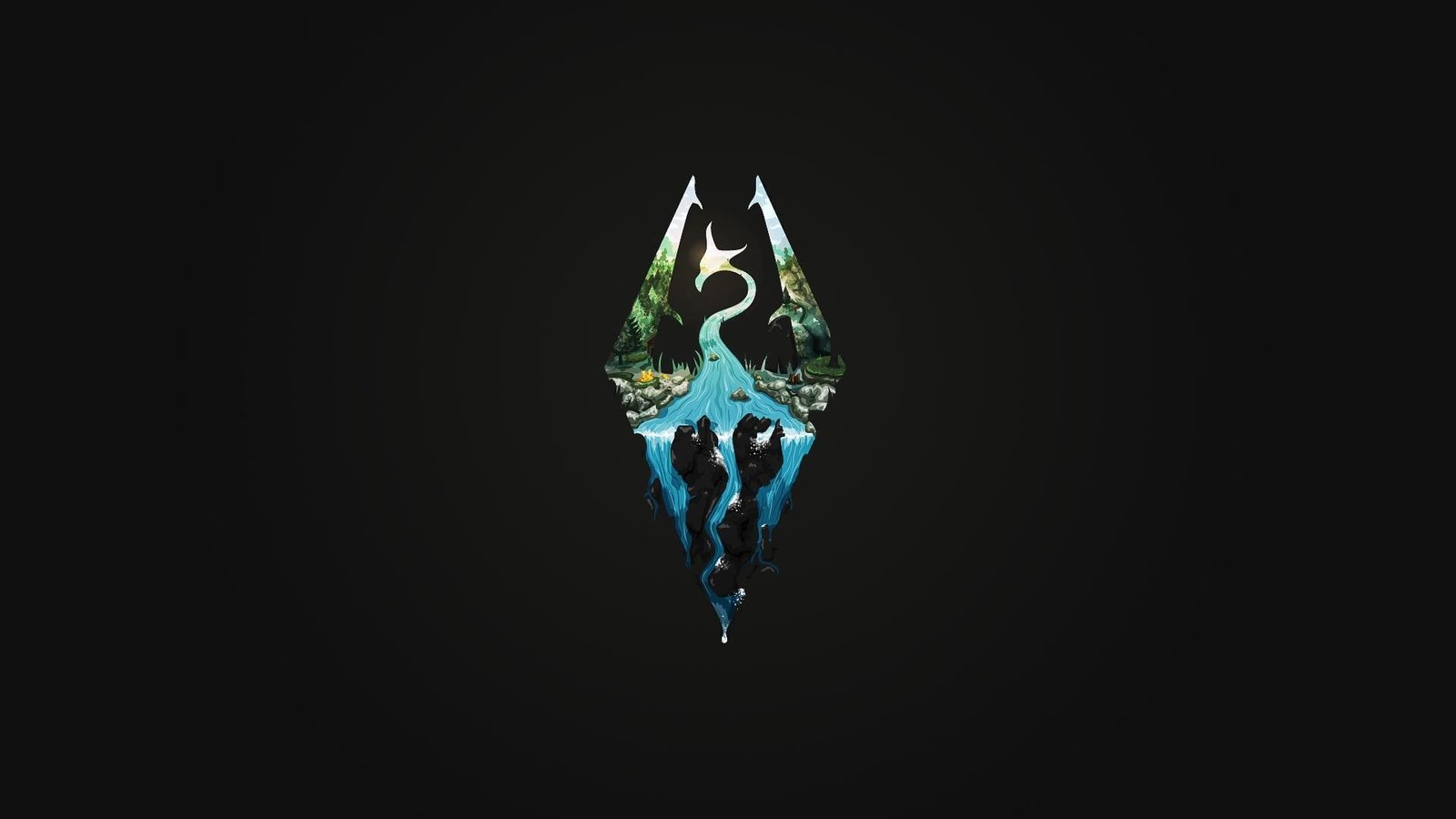 black and white logo The Elder Scrolls V Skyrim video games 2k
