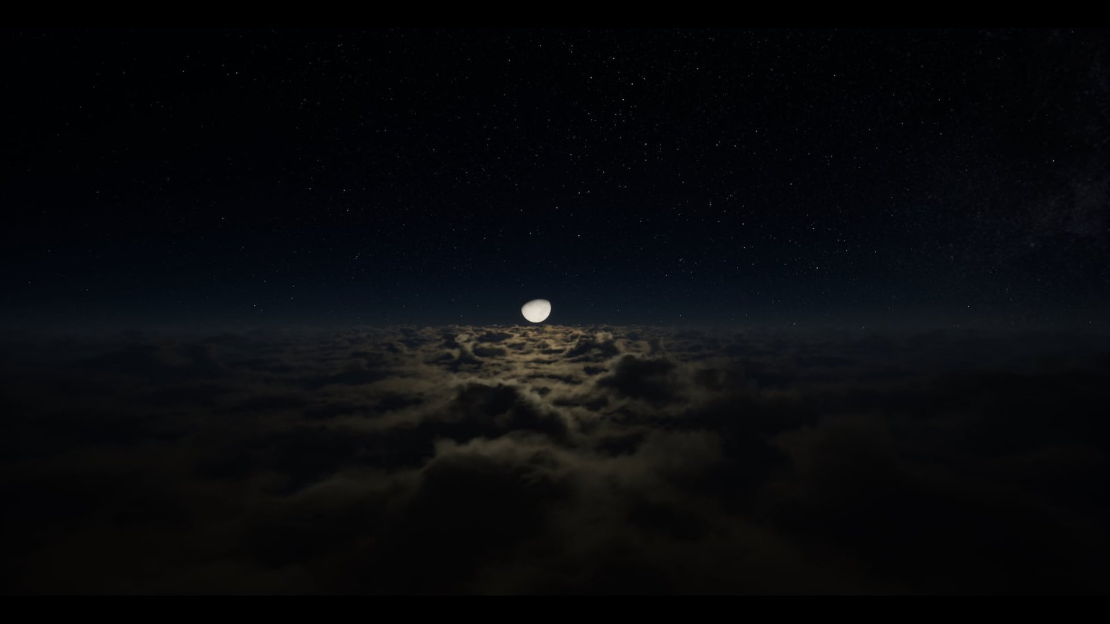 black and gray laptop computer night sky clouds Moon rendering 2k