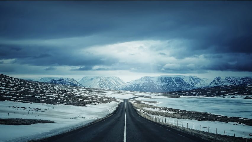 Straight Road Ahead Nature Scenery winter snow cold temperature