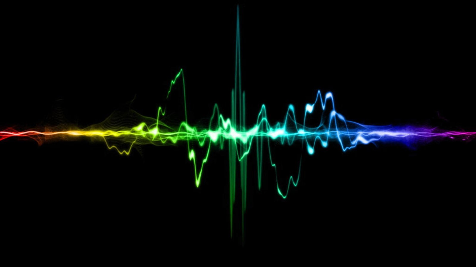 rainbow colours heartbeat black abstract neon light pulse 2k
