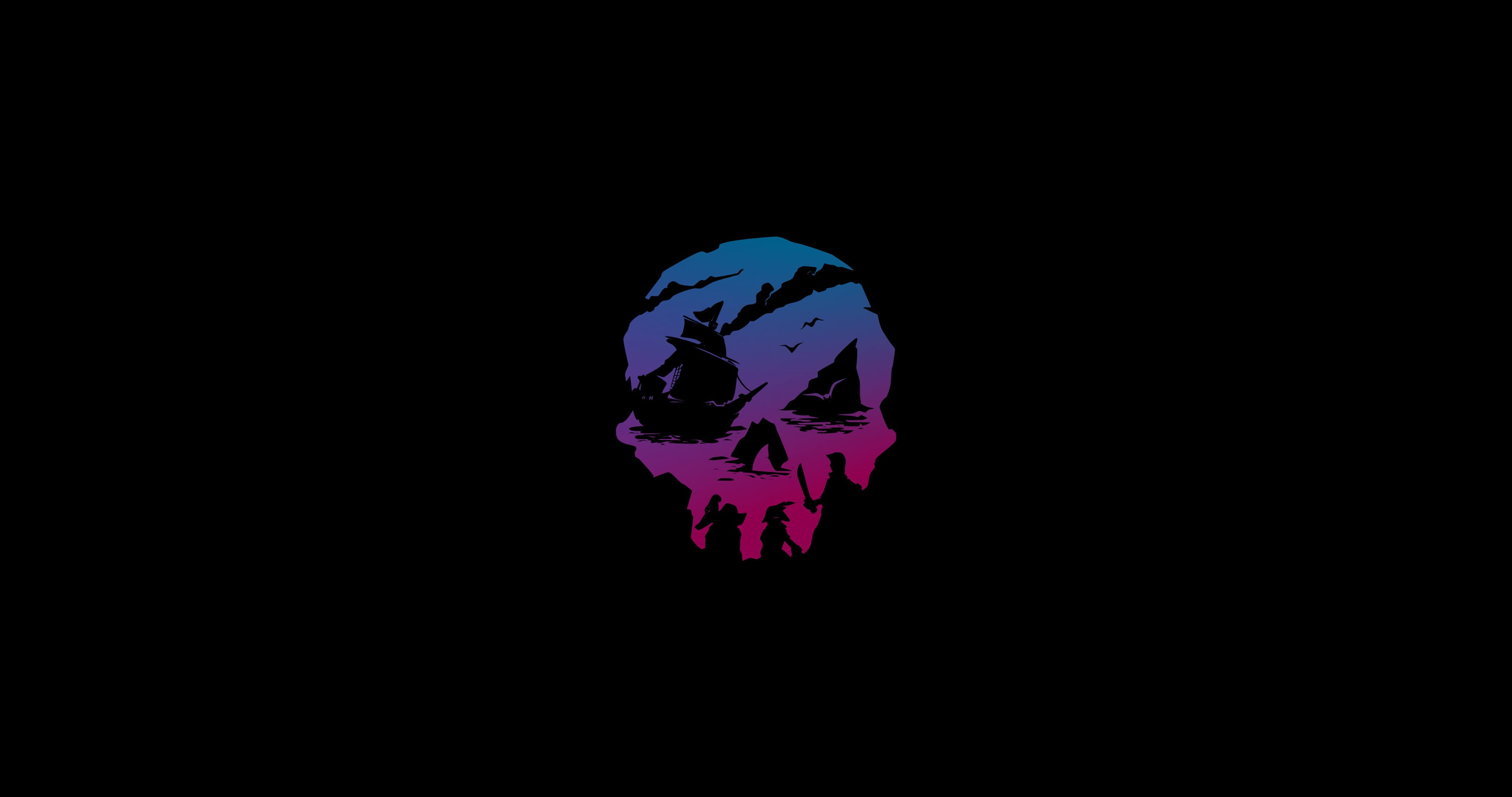 Sea of Thieves neon skull video games Video Game Art 2k 4k