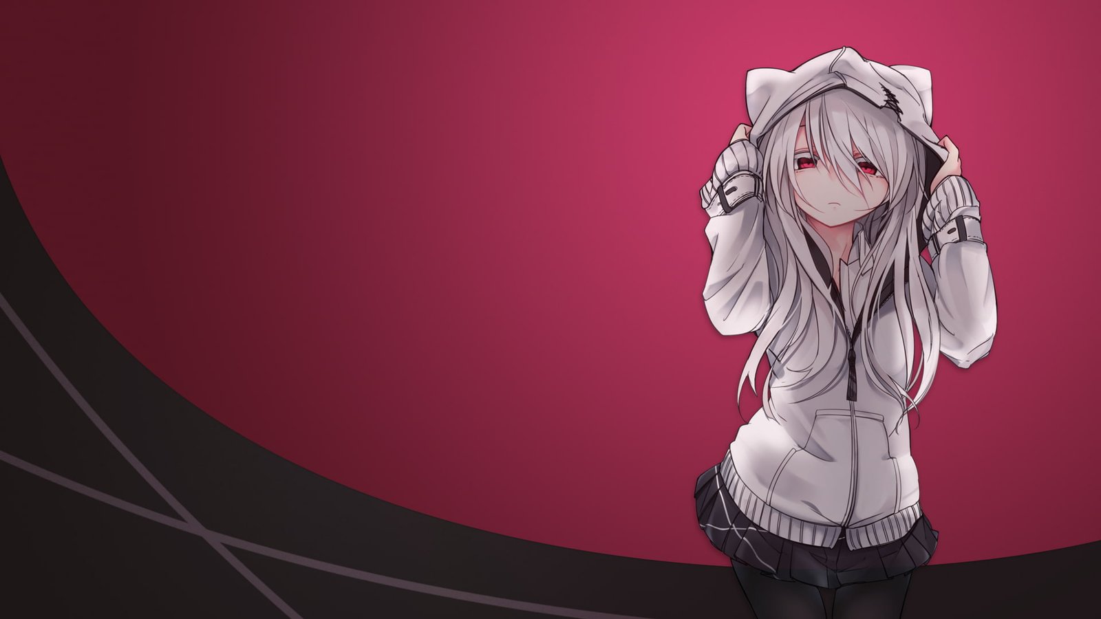 anime girls long hair Neko Works animal ears 2k