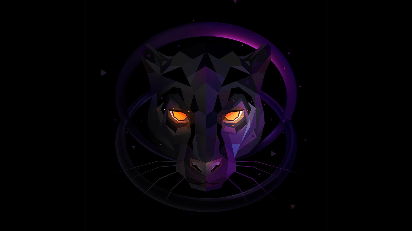black panther logo panthers illuminated purple studio shot 2k