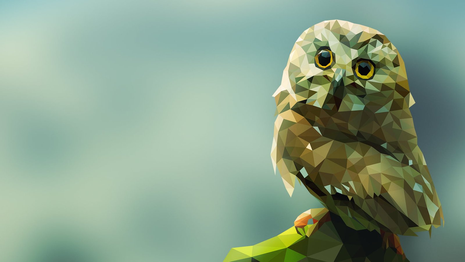 brown owl illustration mosaic painting animals digital art 2k