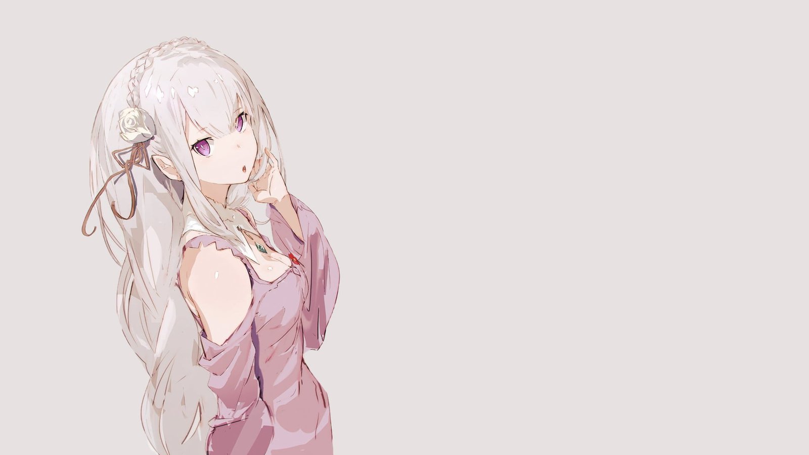 female anime character illustration Emilia Re Zero Kara Hajimeru Isekai Seikatsu 2k