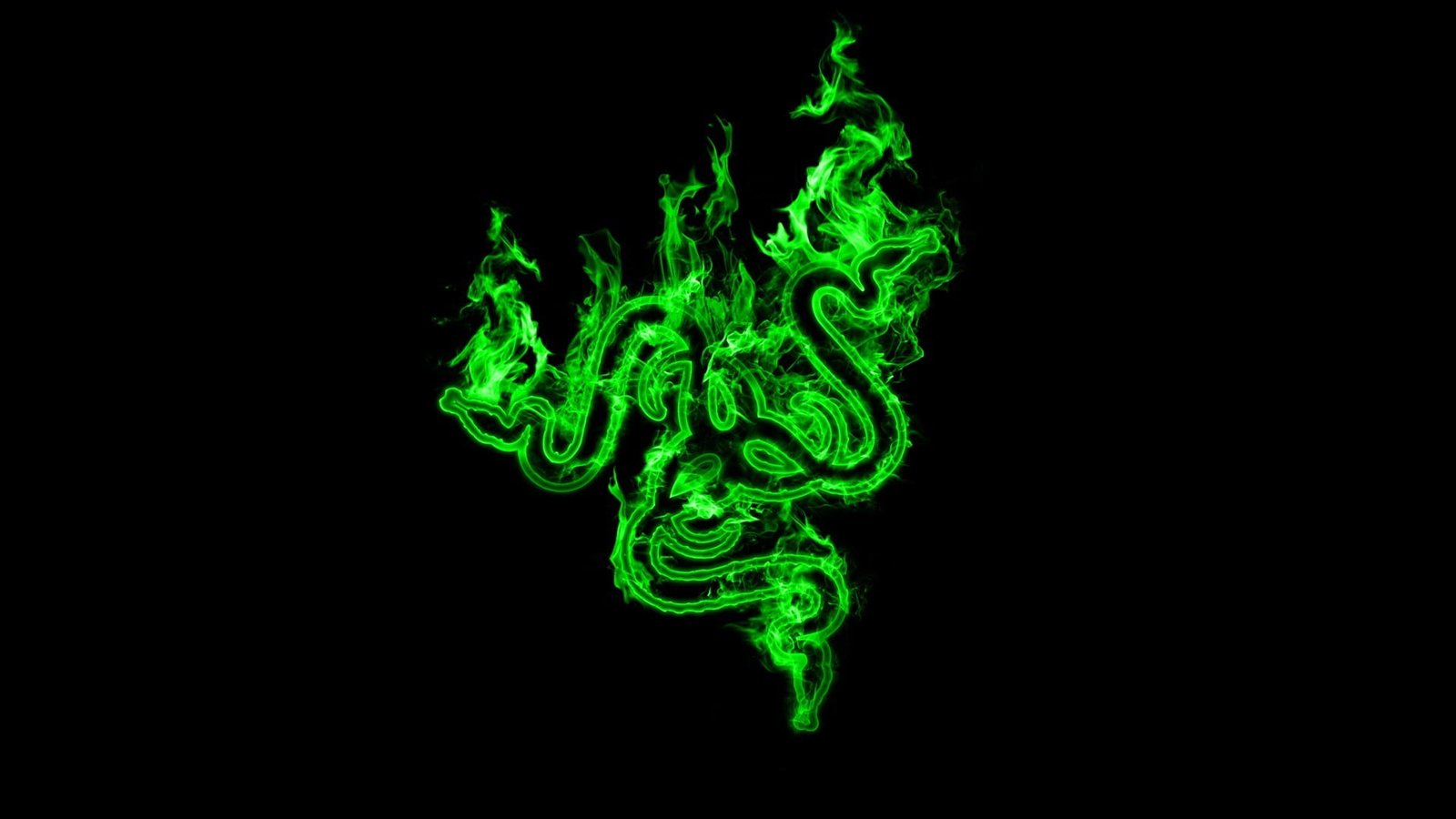 Razer logo green black background artwork digital art 2k