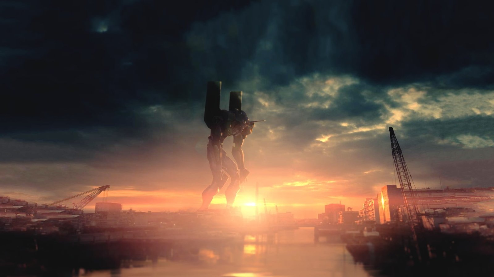 robot illustration sci fi movie scene EVA Unit 01 Neon Genesis Evangelion 2k