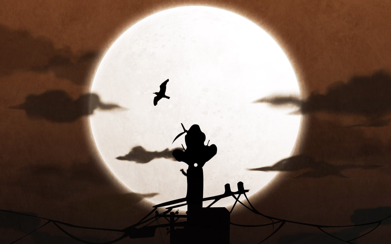 silhouette of man on pole illustration Naruto Shippuuden Uchiha Itachi 2k