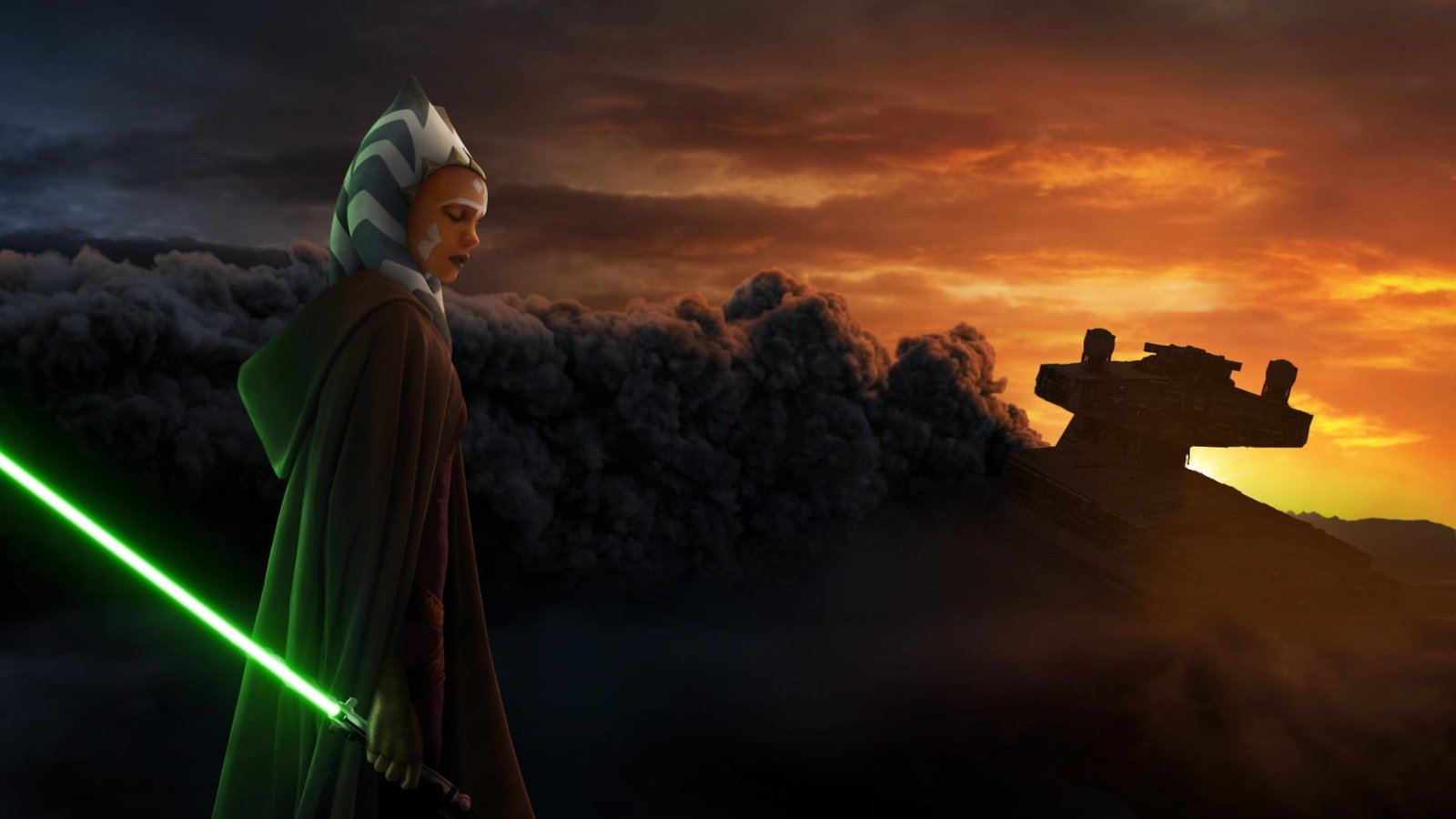 Star Wars wallpaper Smoke Cloak Lightsaber Starship Lined 2k