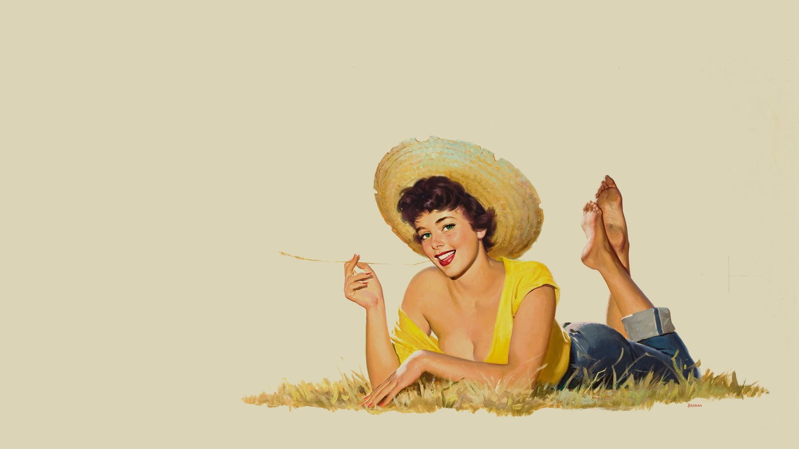 women's yellow scoop neck top girl hat lies pin up summer 2k
