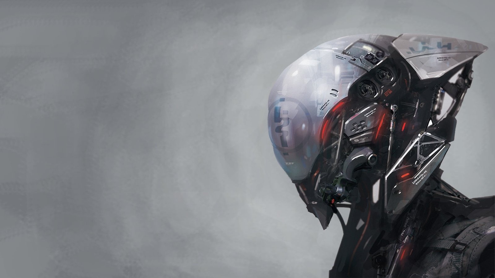 black and gray robot head digital art artwork android 2k