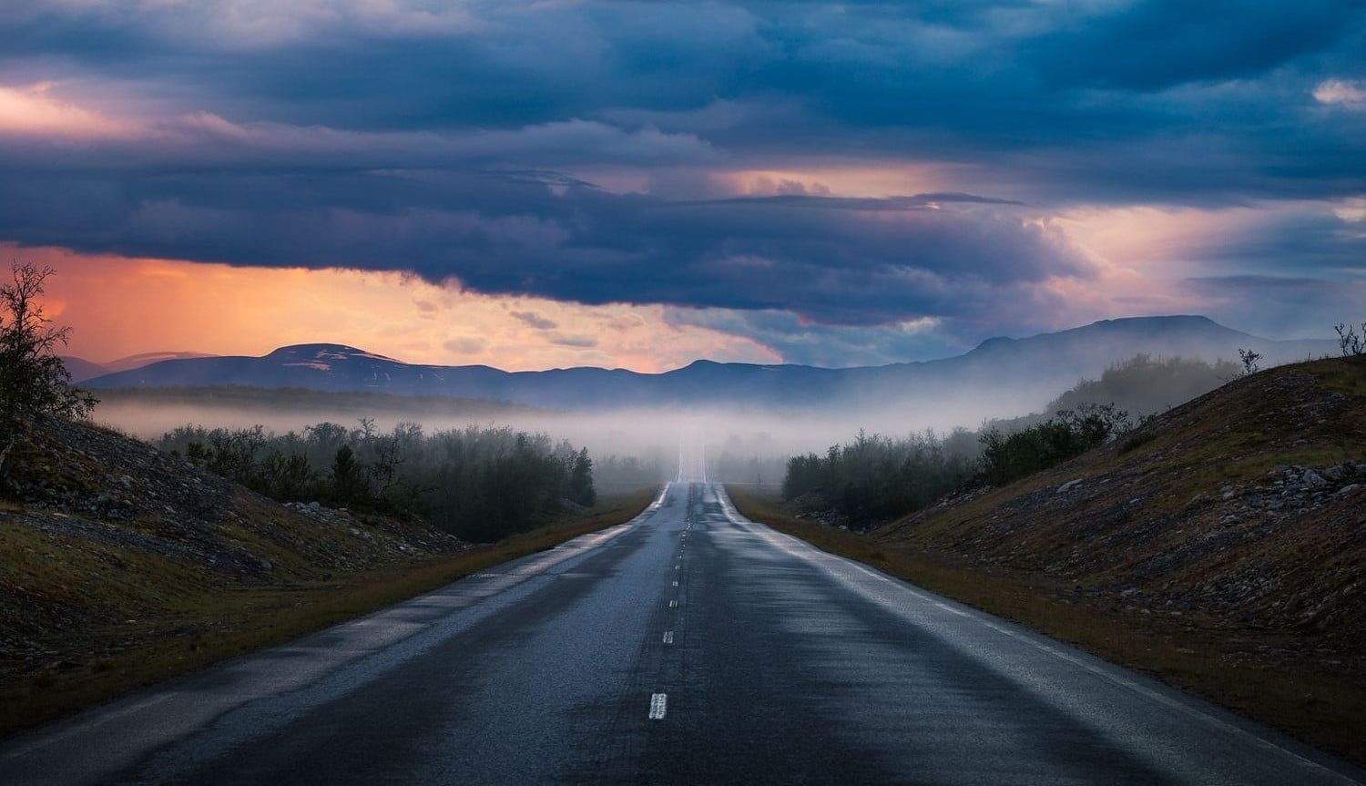 empty road at golden hour nature photography landscape sunset 2k