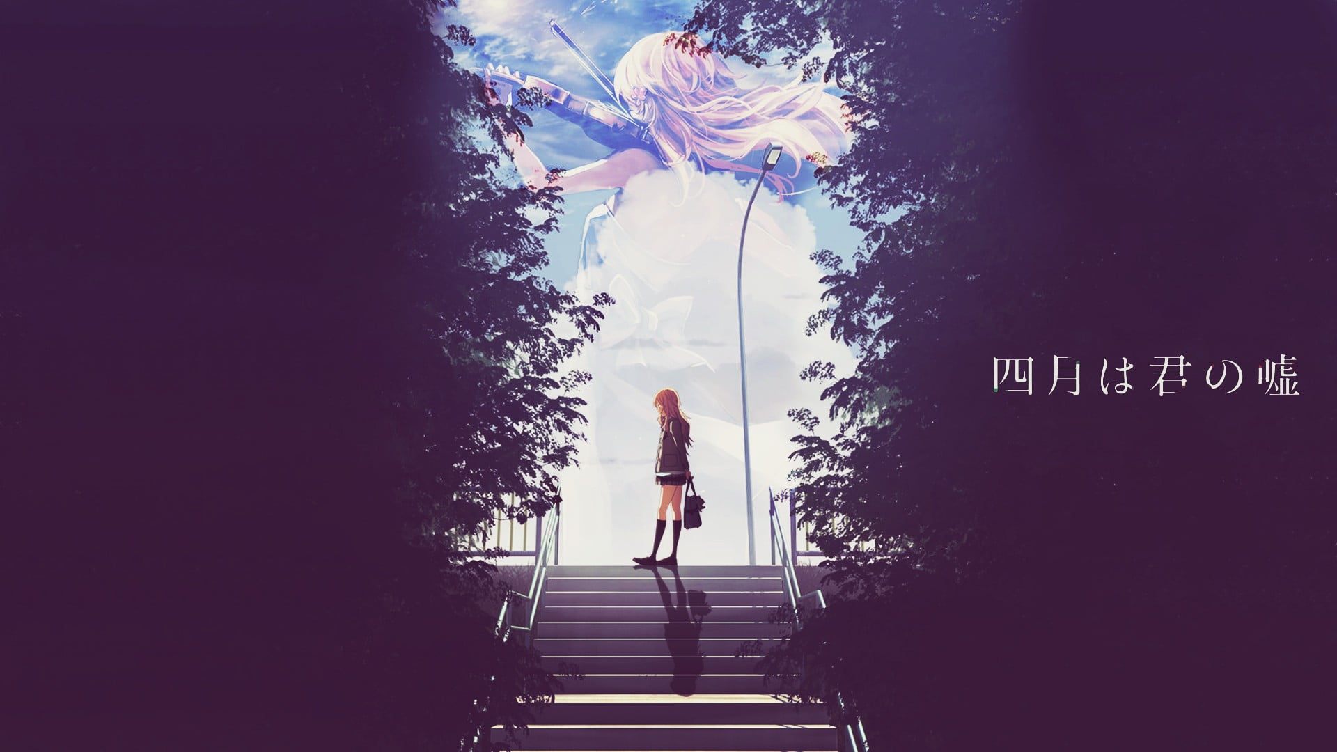 female anime character wallpaper Shigatsu wa Kimi no Uso Miyazono Kaori 2k