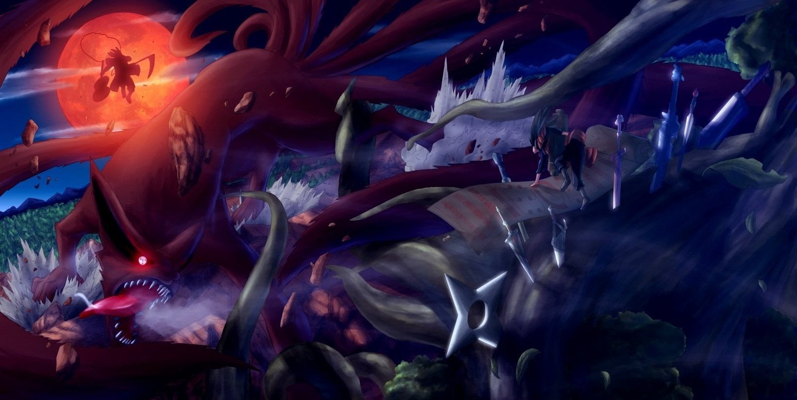 Naruto Nine Tailed Fox illustration Anime Hashirama Senju Kurama 2k
