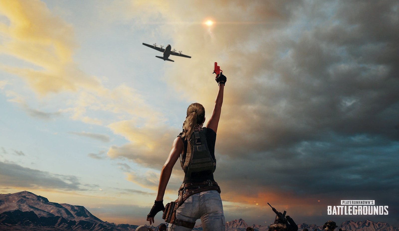 video games PUBG airplane sky cloud real people 2k