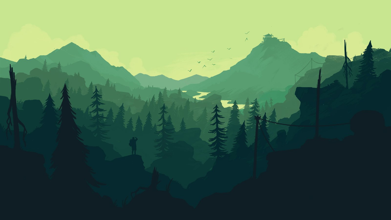 shade of green landscape wallpaper forest Firewatch nature 56 2k