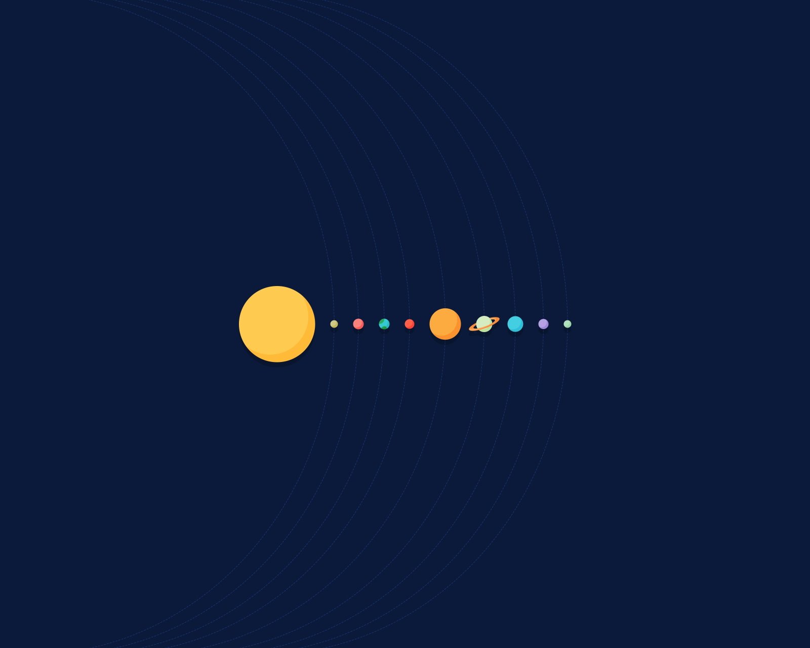 solar system illustration minimalism circle geometric shape 2k