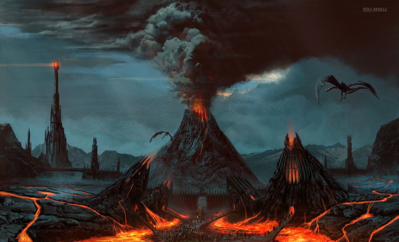 volcano eruption wallpaper The Lord of the Rings Mordor Nazg l